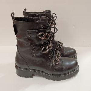 KURT GEIGER LONDON Women's Storm Combat Chunky Chain Boots Size 37 / US 7